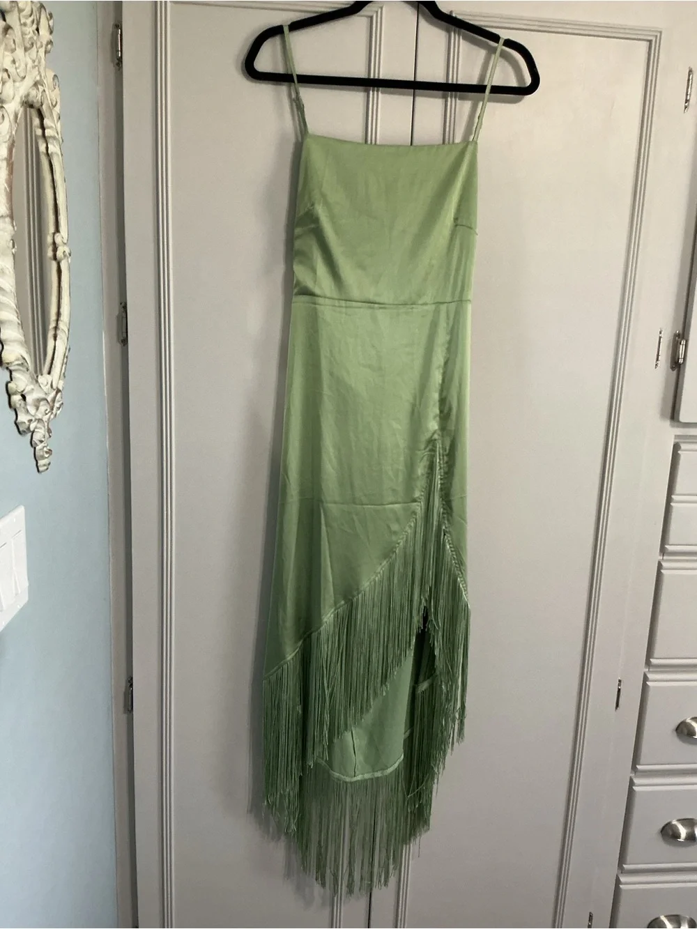 NWT 12th Tribe MONET Sage Green Fringe Cami Dress M - Picture 3 of 13